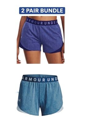 Under Armour Play Up 3.0 Twist Shorts Women’s Large NWT Blue 2-Pair Bundle